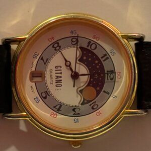 FLASH PRICE DROP 1 DAY ONLY Vintage Gitano Moonphase-Style Watch
